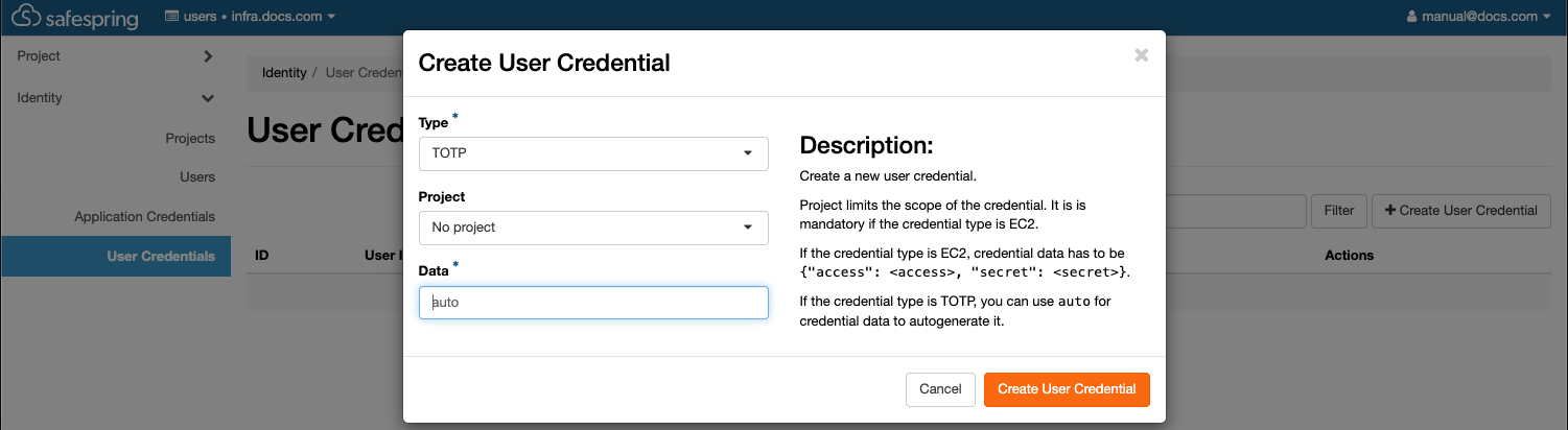 create credential