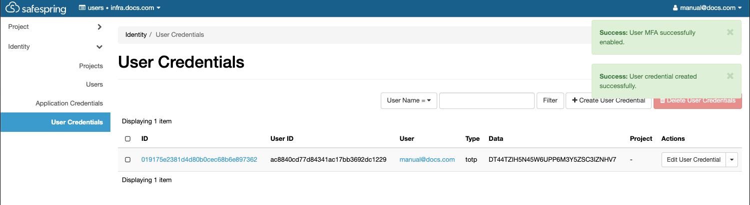 create credential