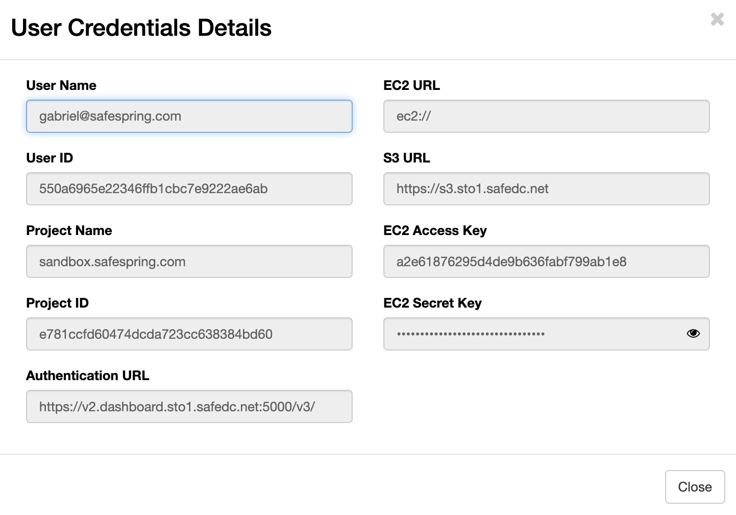 View Credentials